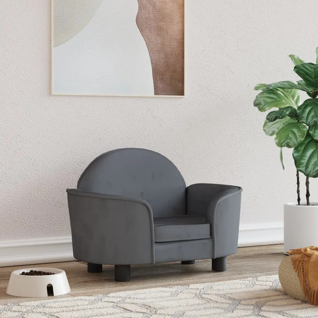 Lettino Per Cani Grigio Scuro 66x40x45 Cm İn Velluto /