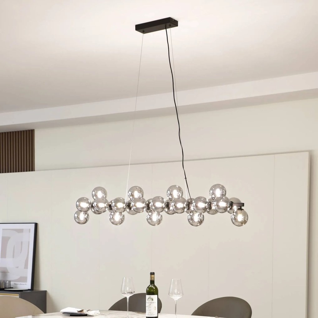 Lucande lampada a sospensione Naelen, nero/grigio, 125 cm, vetro, G9