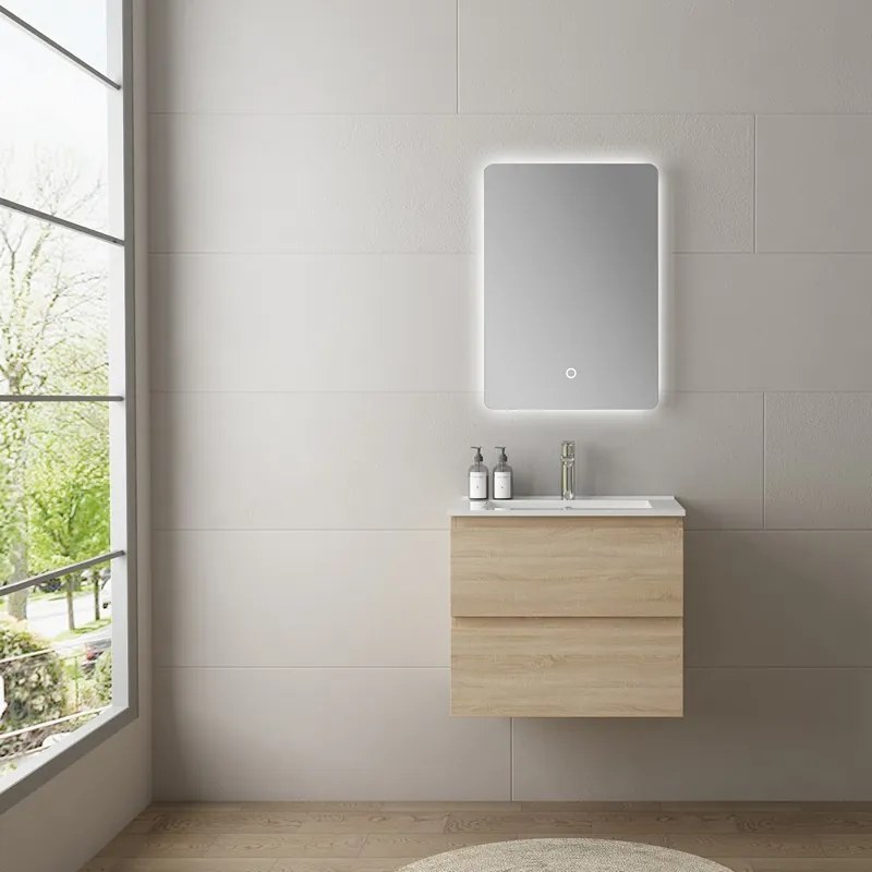 Mobile bagno 60 con lavabo integrato legno chiaro | KAM-HR60 - KAMALU