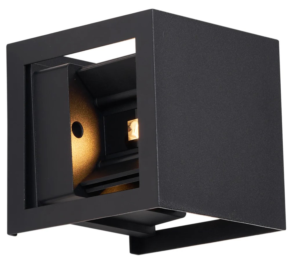 Lampada da Parete Moderna Nera Incl. LED IP44 - Edwin Quadro