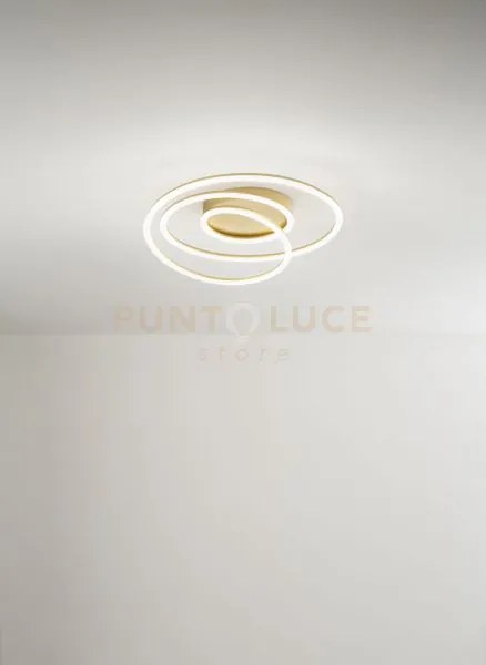 Plafoniera in alluminio colore oro opaco spira led 63w 3000k 3600lm...