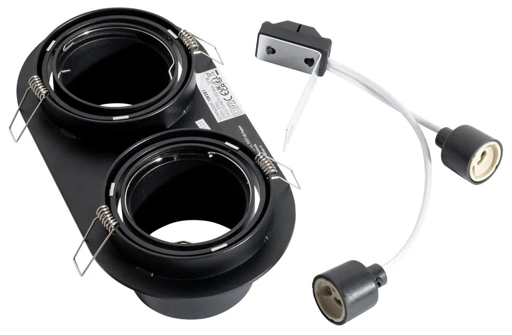 Set di 6 faretti da incasso neri GU10 70mm orientabili a 2 luci - Installa