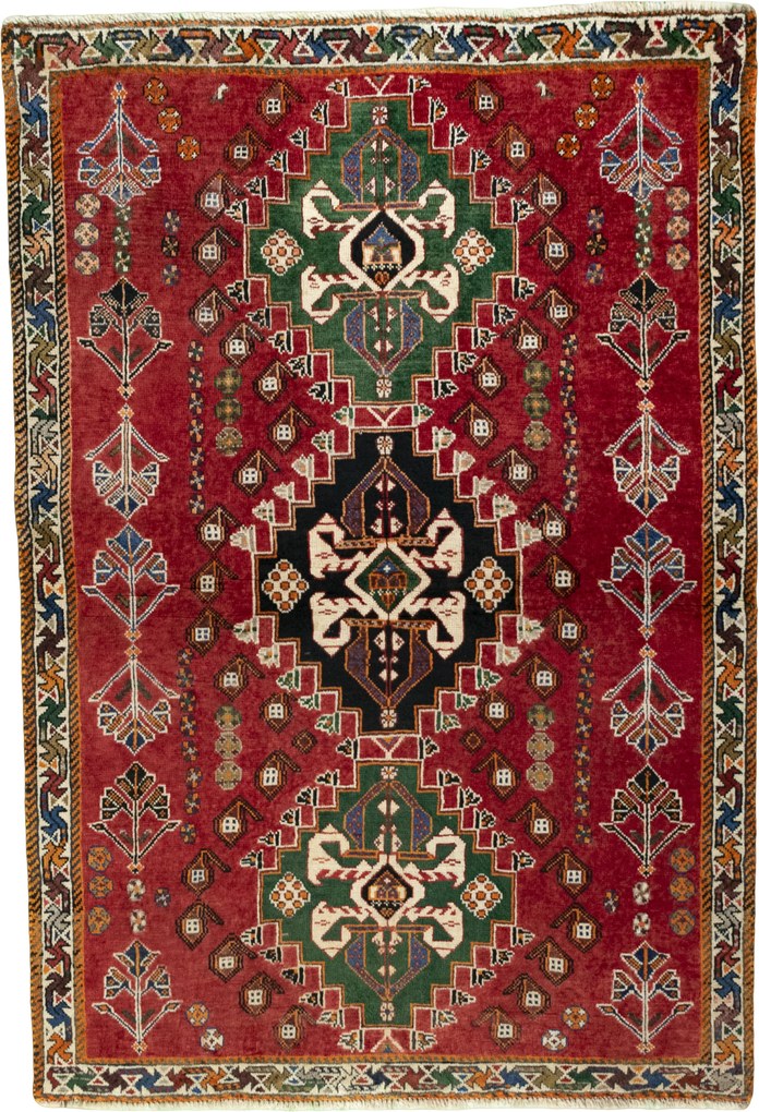 Shiraz Tappeto persiano 110x160 Rosso (Iran) Annodato A Mano