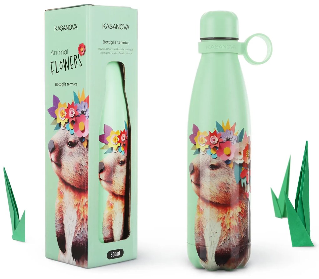 Bottiglia termica 500 ml Capibara Animal Flowers