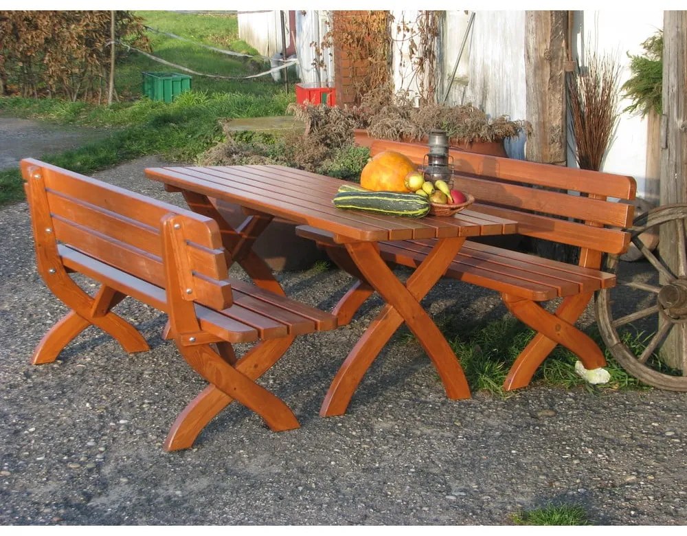 Tavolo da pranzo da giardino in legno di pino 160x70 cm Strong - Rojaplast