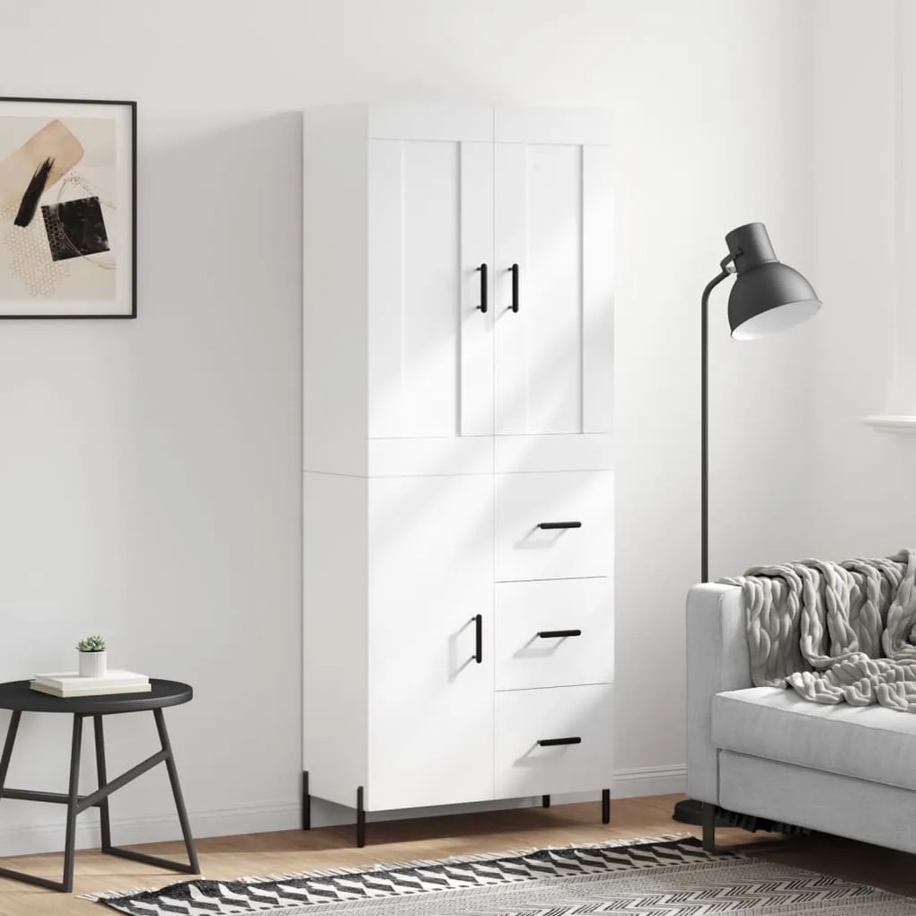 Credenza Bianca 69,5x34x180 Cm İn Legno Multistrato /