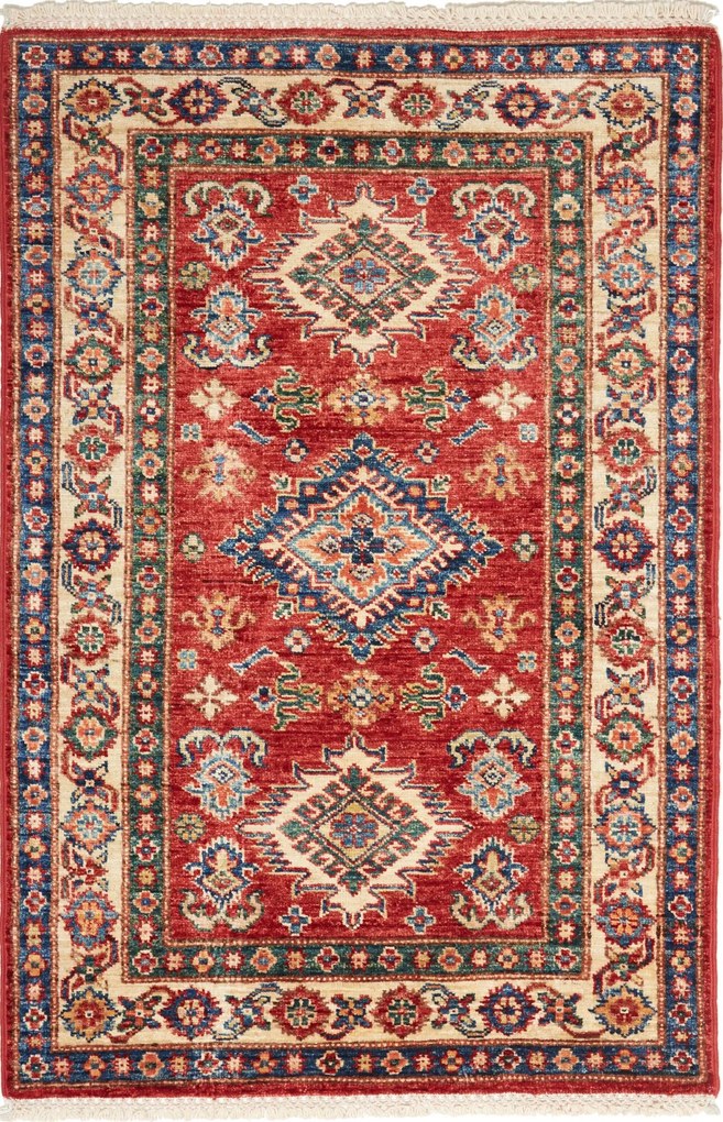 Kazak Tappeto 120x80 Rosso (Pakistan) Annodato A Mano