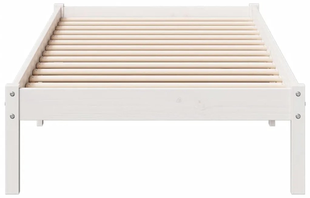 Letto extra lungo senza materasso bianco 80x220 cm in pino