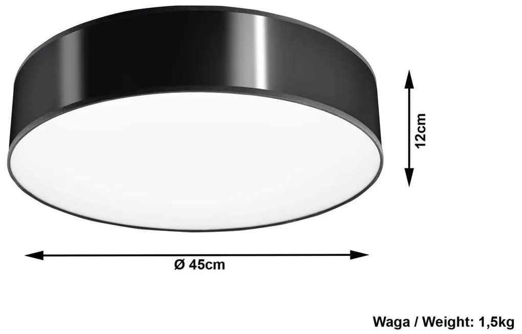 Plafoniera da Soffitto Rotonda in PVC 3xE27 ARENA 45 Nera da interno