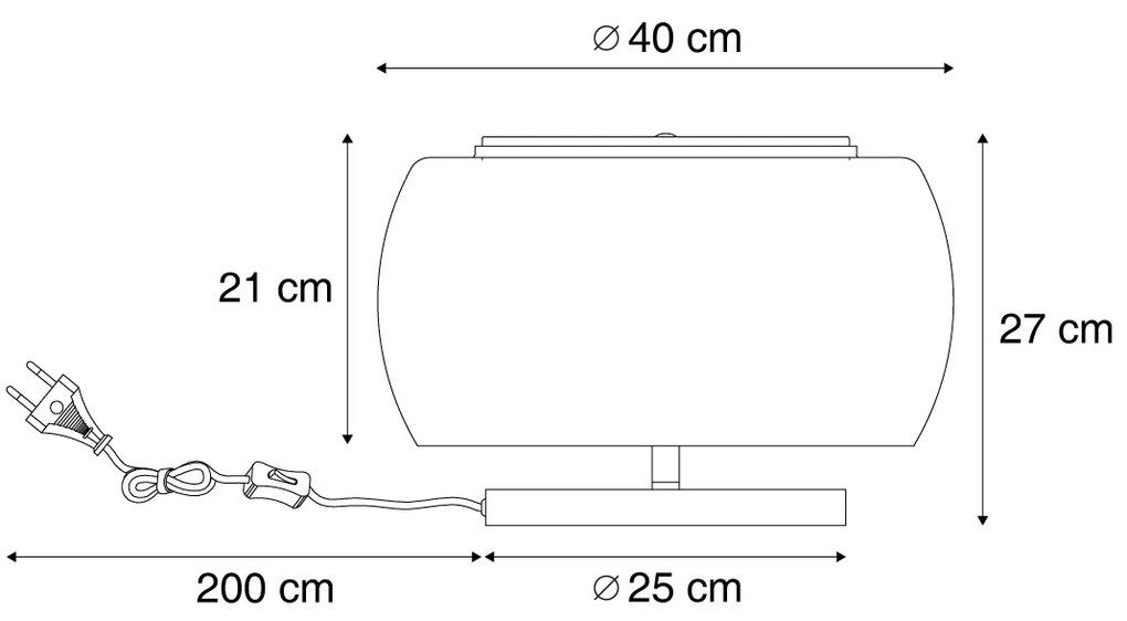 Lampada da tavolo di design nera con vetro fumé a 2 luci - Bino