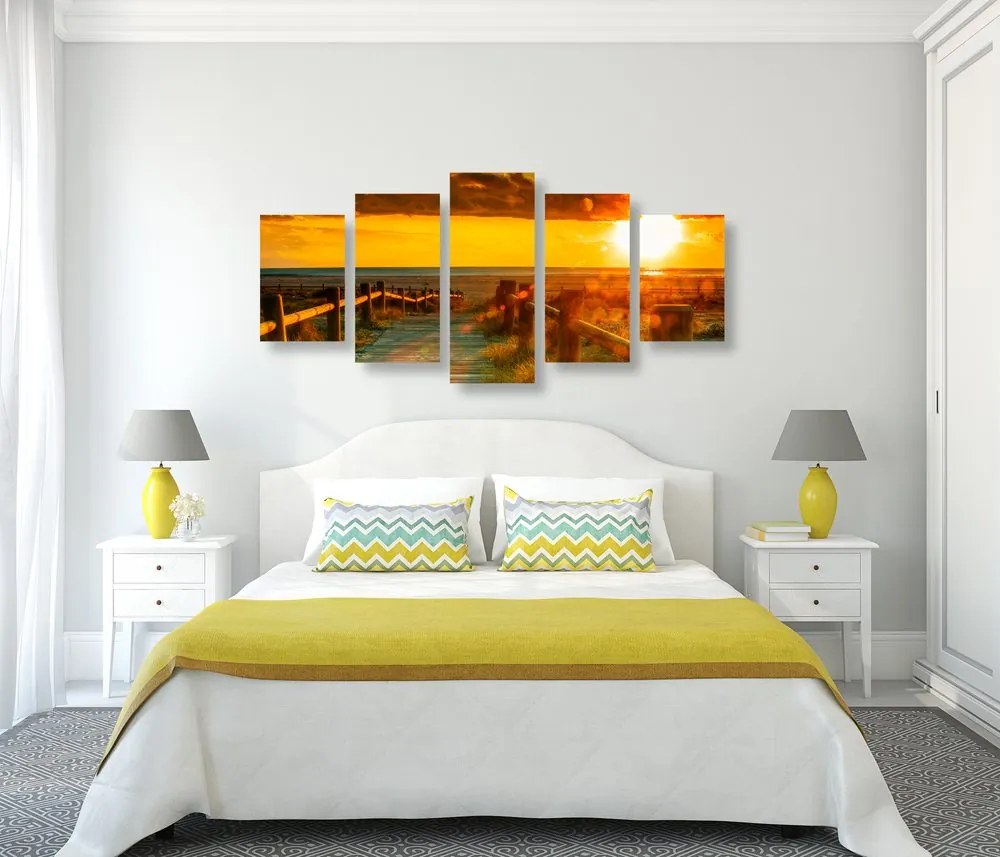 Quadri 5 pezzi – Splendido tramonto