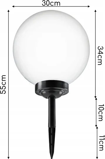 Lampada solare a LED 1,2 V, 6500 K, 200 mAh, Ø 30 cm, IP44, bianco/nero