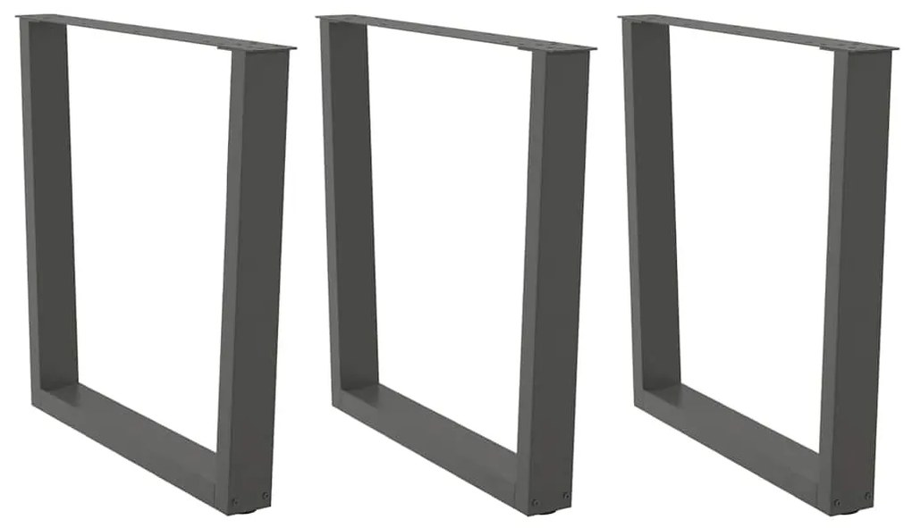 Gambe Tavolo Pranzo A V 3 Pz Antracite 80x(72-73,3)cm Acciaio /