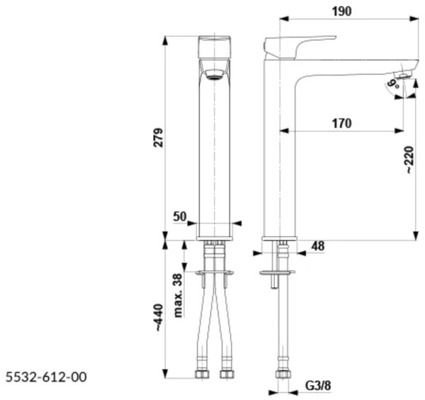KFA Armatura 5532-612-00 - Rubinetto del lavandino MOKAIT 27,9 cm cromo lucido