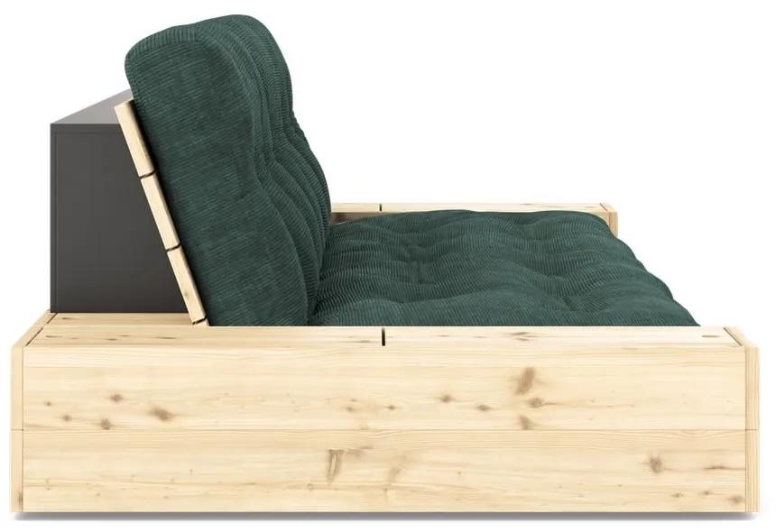 Divano letto in velluto a coste verde scuro 244 cm Base - Karup Design
