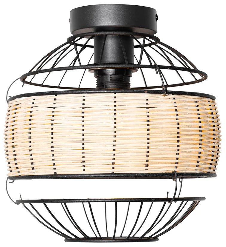 Plafoniera orientale nera con rattan 25 cm - Emir