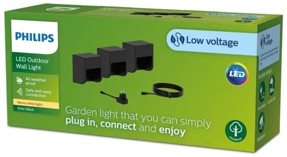 Philips - SET 3x Applique a LED da esterno GRITS LED/1,5W/24/230V IP44