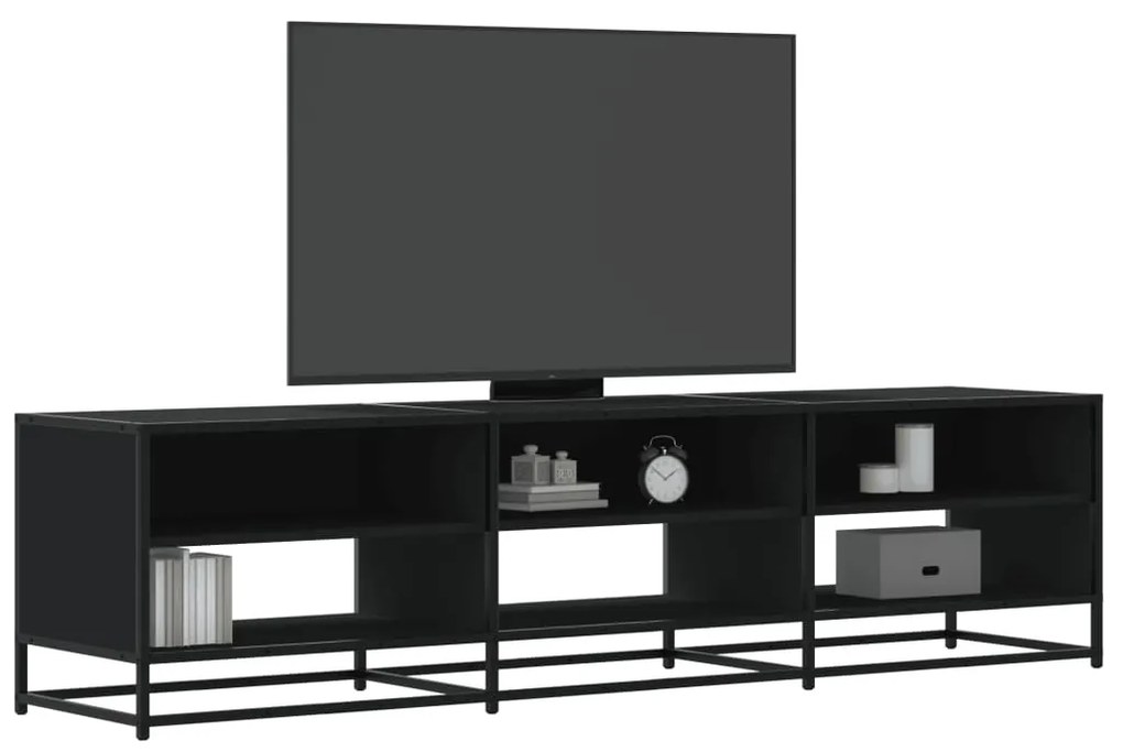Mobile Porta Tv Nero 180x40x46 Cm İn Legno Multistrato /