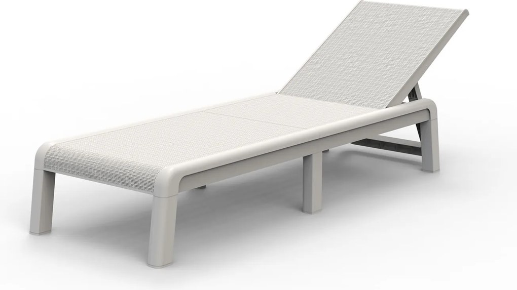 Lettino da Giardino Prendisole 187,5x58x29 cm Reclinabile in 4 Posizione Keter Mallorca Effetto Juta Bianco...