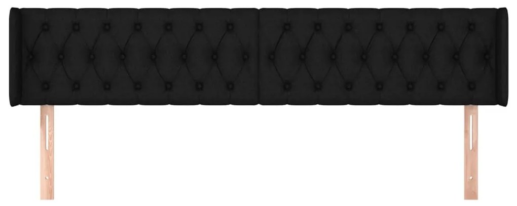 Testiera ad orecchio nera 183x16x78/88 cm in tessuto