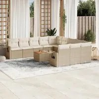 Set Divani da Giardino 12 pz con Cuscini Beige in Polyrattan 3224791