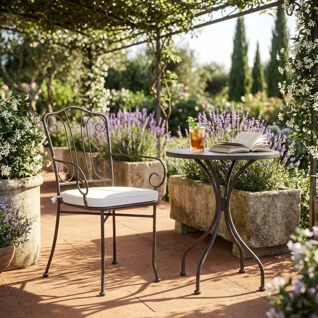 VENTUS - poltrona da giardino in ferro completa di cuscino schienale classico