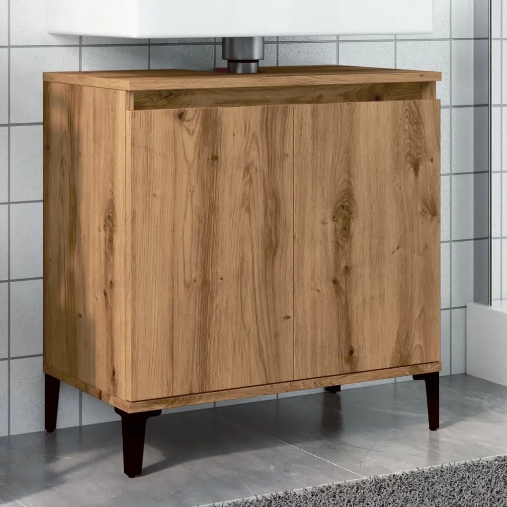 Mobile lavabo rovere artigianale 58x33x60 cm legno multistrato