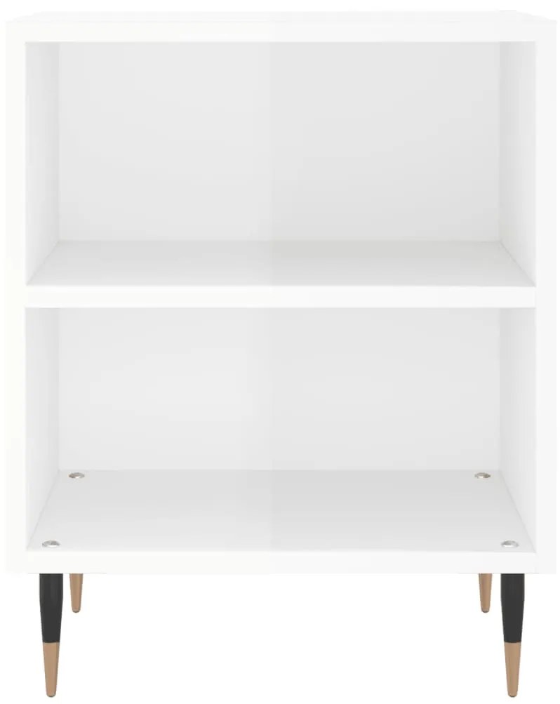 Comodini 2 pz Bianco Lucido 40x30x50 cm in Legno Multistrato