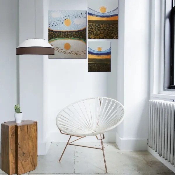 Lampadario a sospensione con filo MANISO 1xE27/60W/230V diametro 45 cm bianco/marrone