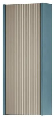 Pensile bagno Niwa laccato opaco blu pacifico con vetro sabbia, 1 anta apertura da sinistra P 17 x L 30 x H 78.5 cm