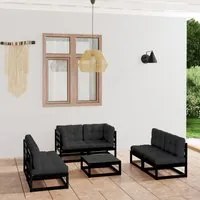 Set Divani da Giardino 7 pz con Cuscini Legno Massello di Pino 3076468