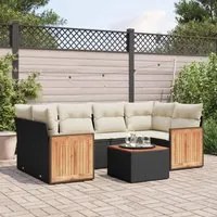 Set Divani da Giardino con Cuscini 7pz Nero Polyrattan 3259879