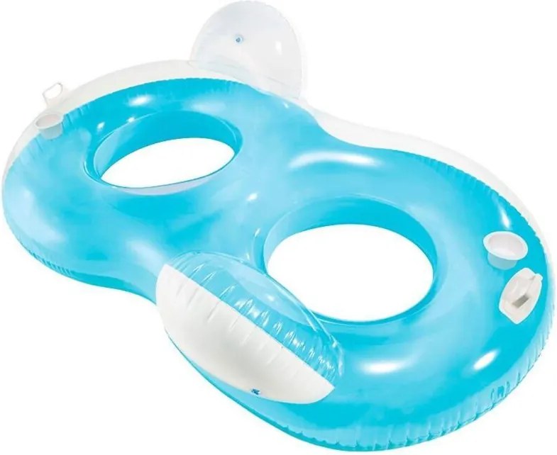 Salvagente gonfiabile doppio con schienale colore blu da mare e piscina 198 cm