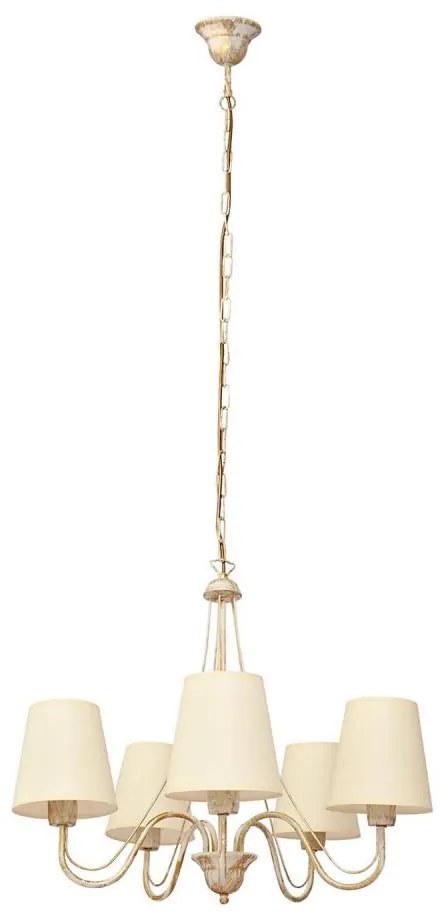 Lampadario a sospensione con catena MALBO 5xE27/15W/230V beige