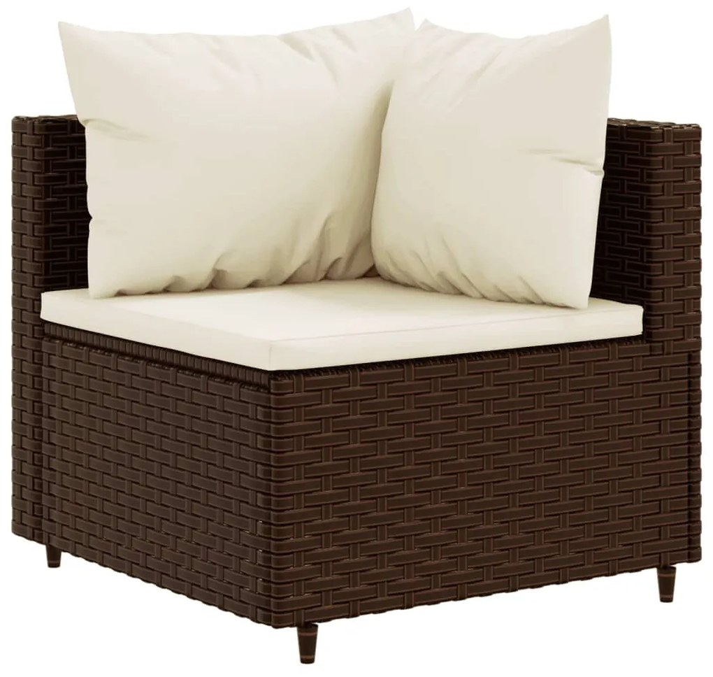 Set divani da giardino 9 pz con cuscini in polyrattan marrone