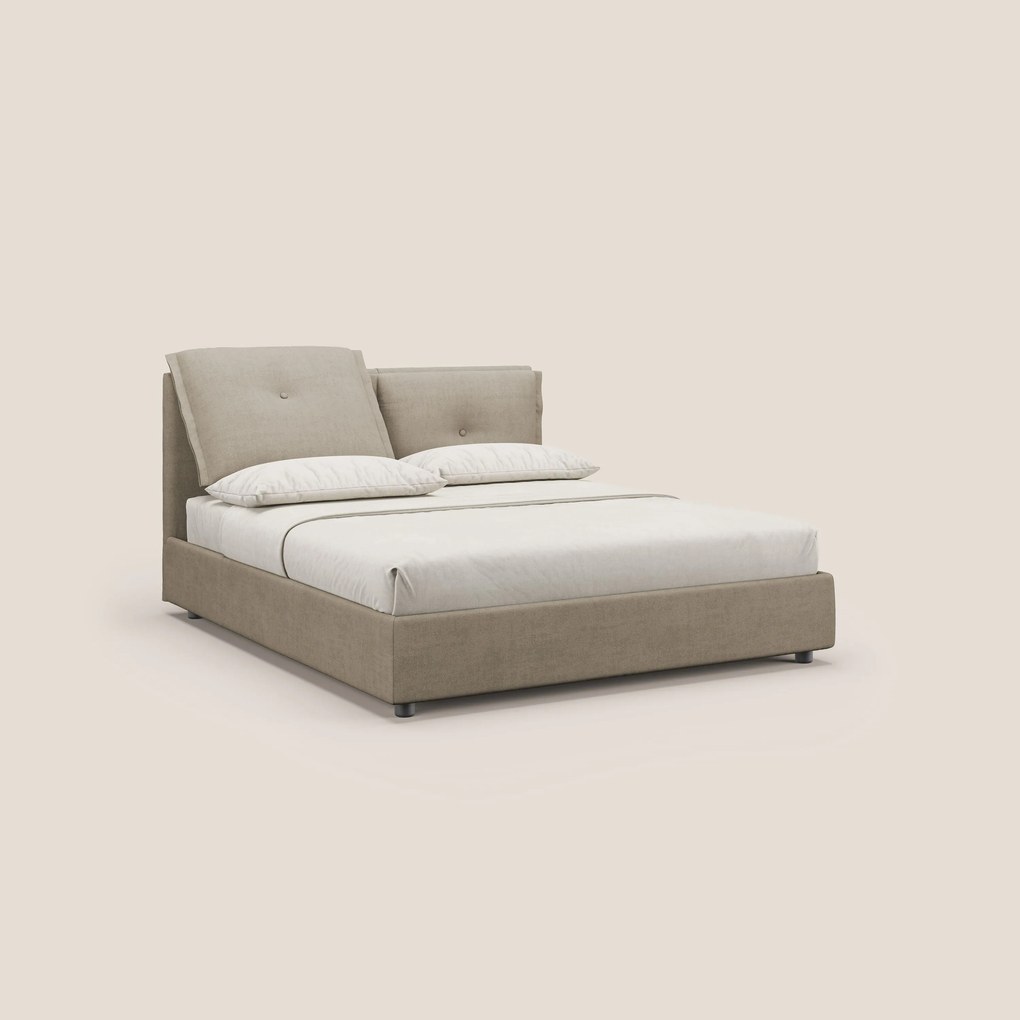 Travis letto contenitore con cuscini mobili trapuntati in tessuto impermeabile T02 beige