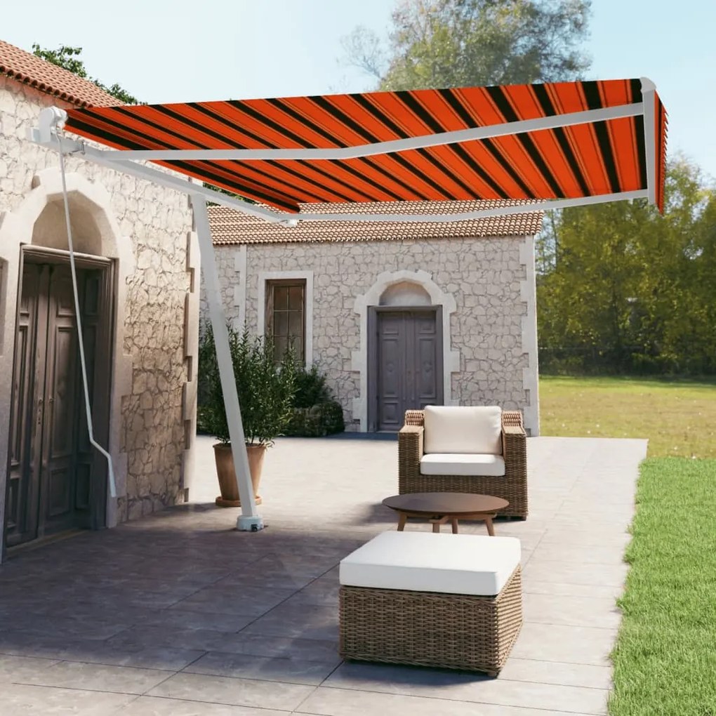 Tenda Da Sole Autoportante Manuale 400x350cm Arancione Marrone /