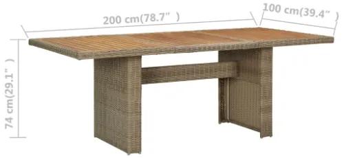 Tavolo da Giardino Marrone 200x100x74 cm in Polyrattan