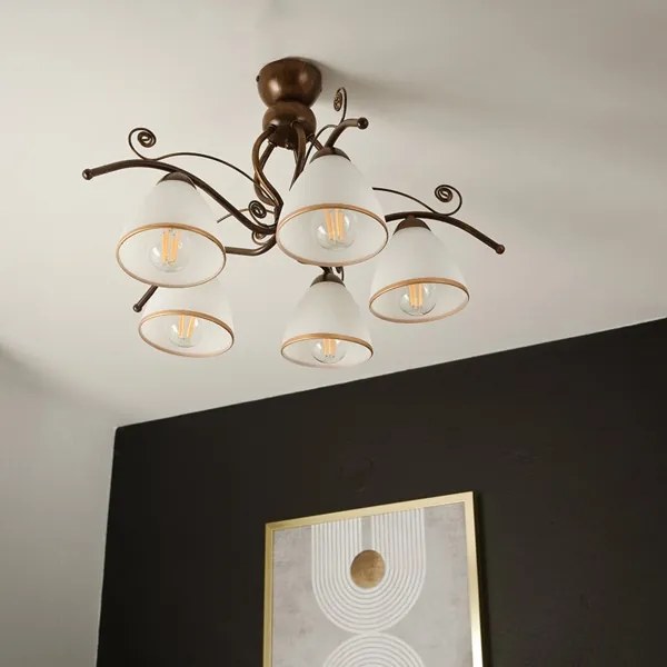 Brilagi - Lampadario a plafone LED ANTICO 5xE27/60W/230V patina di bronzo