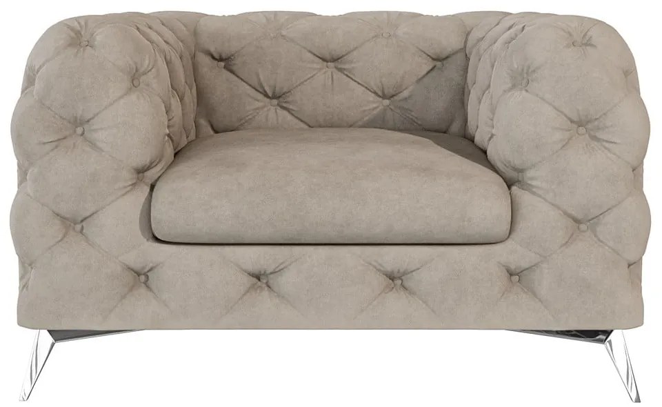 Poltrona greige con rivestimento in velluto Chelsea – Ropez