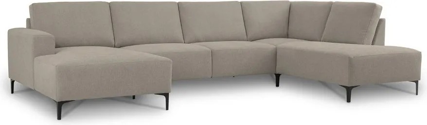 Divano angolare marrone chiaro (con penisola a destra/a U) con rivestimento in ciniglia Fabian – Scandic