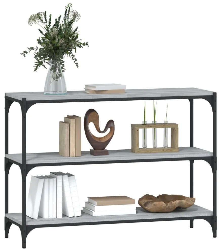 Libreria grigio sonoma 100x33x70,5 cm legno multistrato acciaio