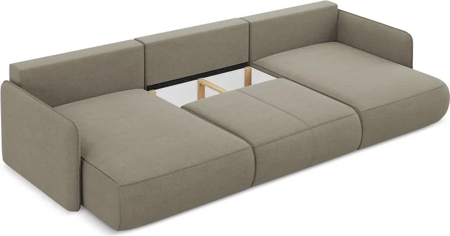 Divano angolare beige allungabile/con contenitore Nanea – Makamii