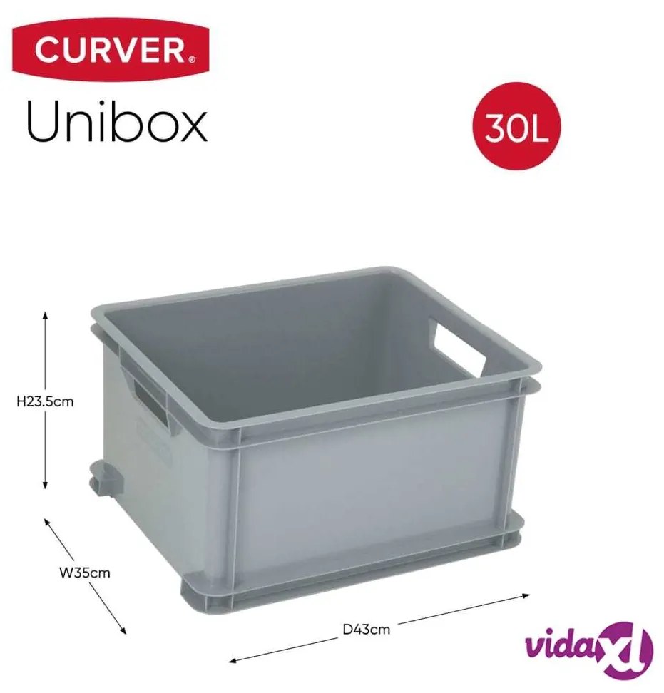 Curver Scatole Portaoggetti Unibox 3x30 L Argento