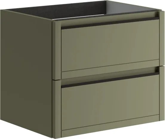 Mobile da bagno sospeso sotto lavabo L 59.5 x H 50 x P 45.5 cm verde salvia opaco, 2 cassetti TRATTO