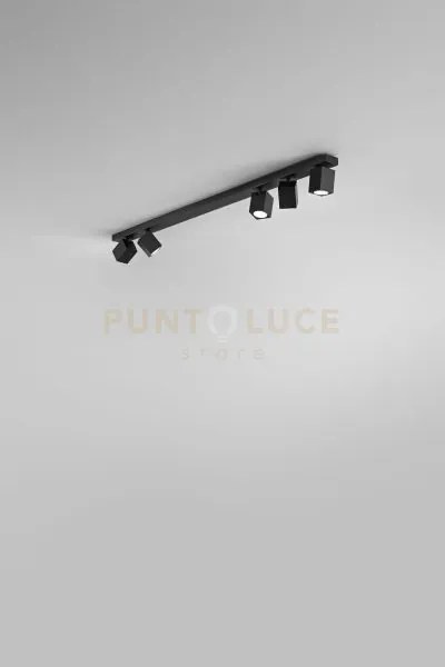 Plafoniera in alluminio colore nero oddy attacco 5 luci gu10  orien...