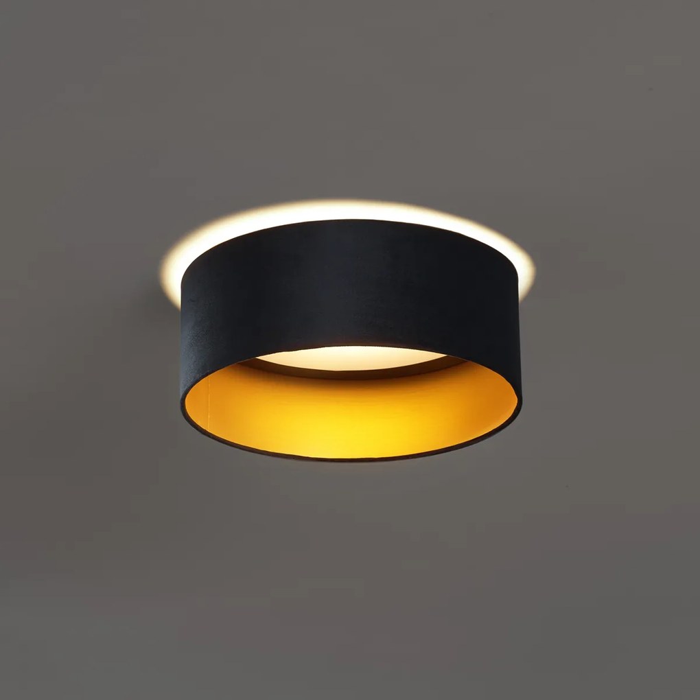 Plafoniera moderna in velluto nero 40cm con LED dimmerabile a 3 livelli - Sue