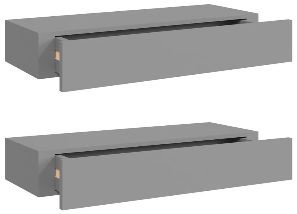 Scaffali con cassetti da parete 2 pz grigio 60x23,5x10 cm mdf