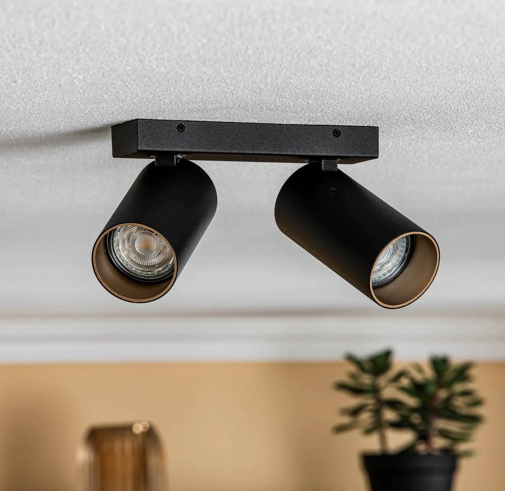 Nowodvorski Lighting Faretto da soffitto Mono II nero/interno dorato a 2 luci