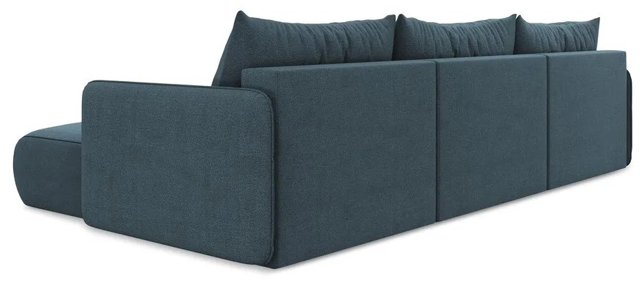 Divano angolare blu allungabile/con contenitore Nanea – Makamii